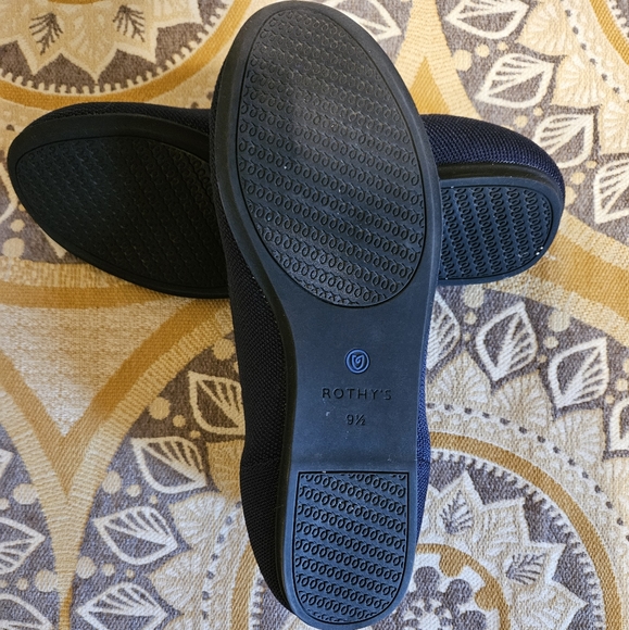 Rothys The Flat Womens Ballet Slip On Shoes Size 9.5 Navy Knit Mesh Round Toe - Picture 3 of 3